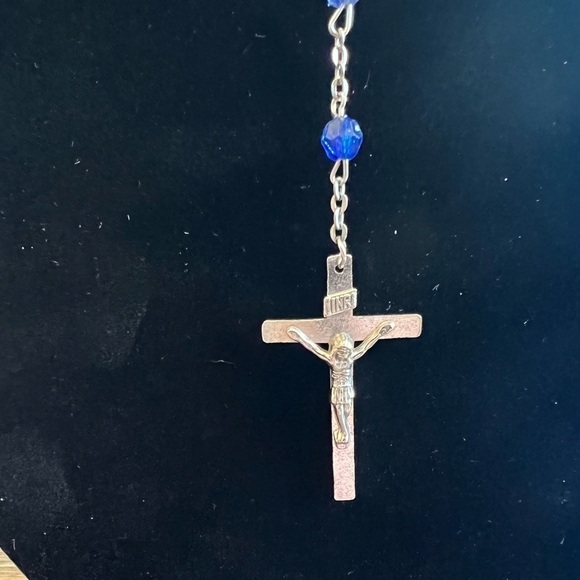 Religious Rosary, blue acrylic beads - Picture 7 of 8